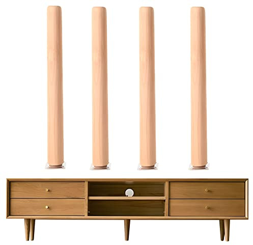Möbelbeine aus Holz, 50 cm, robuste Sofabeine, Couchbeine, Tischbeine, Kommodenbeine, für DIY-Projekte mit Schrauben und Montageplatte im Lieferumfang enthalten