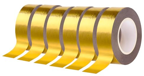 LURVOUS 6 Rollen Selbstklebende Gold Klebeband, Masking Tape Dekorative Klebeband, Washi Tape Golden 15mm x 30m Für DIY Craft, Scrapbooking, Geschenkverpackung, Wanddekoration (Gold)
