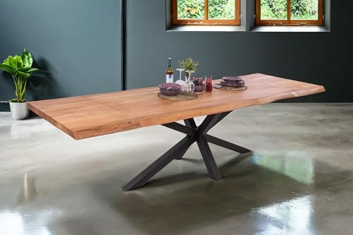 SAM Esstisch Cali 180(280) x90 ausziehbar Akazie Natur Spider schwarz