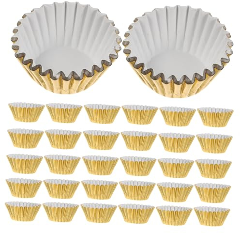 MUCKLILY 500pezzi Pirottini in Alluminio Per Cupcake e Muffin Pz Metallizzata Antiolio Dimensioni Standard Per Feste e Cottura