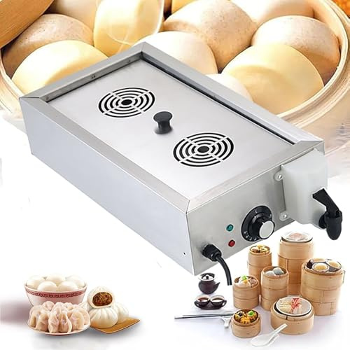 Machine à Pain Vapeur En Acier Inoxydable, Cuiseur Vapeur Commercial pour Pains, TempéRature 30-110°C, Alarme D'éBullition à Sec Et Alimentation En Eau IndéPendante pour Restaurant Magasin,2 Holes