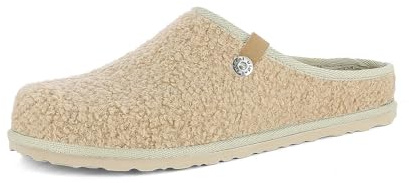 inblu Femme Pantofole Donna Con Ecopelliccia E Plantare in Vera Pelle Imbottito Ed Estraibile Chausson, Sable, 36 EU