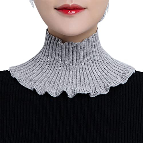 Pffiocix Falscher Kragen, abnehmbarer Rollkragen, halbes Oberteil, Mock-Pullover, gestrickter Halswärmer für Damen und Mädchen