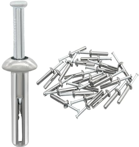 Cjueiom 50 Pcs 1/4 x 1-1/4 Hammer Drive Anchors | Heavy Duty, Zinc-Plated Steel, Nail-in Anchors for Concrete, Masonry & HVAC, Rust-Resistant, Secure Mounting
