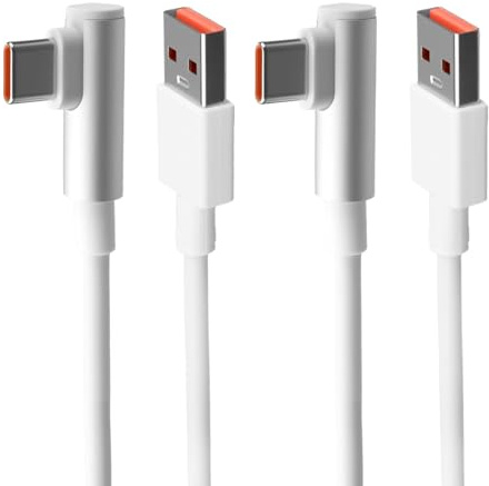 Poeloisy 2pcs Cable USB C 120W Compatible con 13, 14, 15, 12 Pro, 12S, 11S, Carga Rápida 6A, Cable USB Tipo C Turbo 2M, para 14T, 13 Lite, POCO X7, X6, Pad 6 y Más cable usb c 90 grados 2m