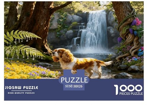 Puzzle Cavalier King Charles Spaniel 1000 Pièces pour Adultes Et Enfants, Jeu De Société Convivial, Casse-tête Buisson Fleuri, Home Decor, Cadeau Anniversaire 38x26cm/1000pcs