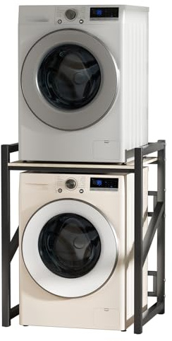 Zimuney Washer Dryer Stand Stacking Kit with Shelf, Over Washer and Dryer Shelf, Over the Washer Storage Rack with Countertop for Washing Machine, Tumble Dryer, Dishwasher