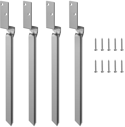Forever Speed 4er Set Einschlaghülse Schaukel Bodenanker,50.5 * 4CM Einschlagbodenhülse aus Feuerverzinkt Stahl,Korrosionsschutz Erdanker Bodenanker für Schaukel & Gartenhaus