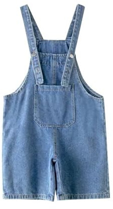 Salopette corte in jeans, per bambini, in denim, pantaloni larghi, oversize, salopette estive, vintage, larghe, pantaloni da lavoro, Blu, 150