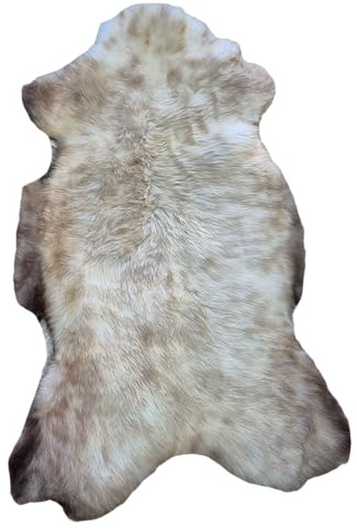 FURRYMAN Alfombra de piel de cordero natural amarilla jaspeada – Auténtica piel de oveja única – Alfombra decorativa de alta calidad y cubierta de sillón – Suave pelo largo aprox. 6 cm – Ecológica