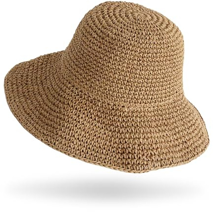 Sombreros Mujer Verano, Sombrero Playa Mujer, Sombrero de Sol de Paja para Mujers, Sombreros de Paja para Mujers Plegable, para Viajes, Vacaciones al Aire Libre