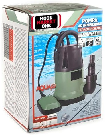 Pompa Sommersa per Acque Chiare 7500 l/h, Aspirazione Residua 3mm, Galleggiante Automatico, Prevalenza 6m, Cavo 10m