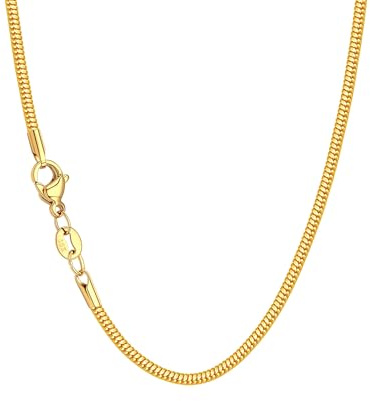 Gold Box Chain Snake Chain Herringbone Choker Necklace for Women Link Chain18K Gold Plated 16 18 20 22 24 Lengths Dainty Necklace for Layering Pendants Replacement Chain (Snake Chain -b, 18)