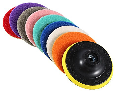 Yosoo Diamant-Polierpads für Granit, Beton, Stein, 100 mm, Körnung 50–3000, 9-teiliges Set
