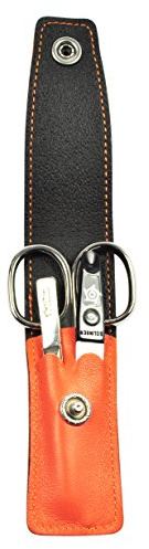 Pfeilring Taschenetui mit Swarovski-Steinen, 3-telige Nickelfüllung (Nagelschere, Pinzette, Nagelfeile), orange, 1er Pack (1 x 3 Stück)