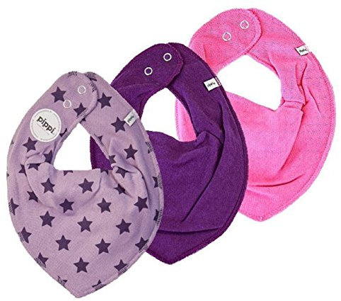 Pippi Halstuch 3er Set Baby Halstücher Dreieckstücher (violett Stars)