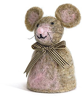 Baden dekorativer niedlicher Eierwärmer Maus mit Schleifchen aus Filz (1)