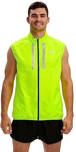 Time To Run Gilet da Corsa da Uomo Con Tasche - Leggera Antivento Traspirante - Ideale Per L'esercizio E Il Jogging M Lime