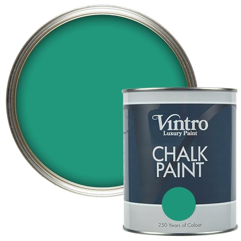 Vintro | Emerald Green Chalk Paint | Furniture Paint | Shabby Chic | Upcycle | Decorate | Ultra Matt Finish | 1 Litre (Esmeralde)