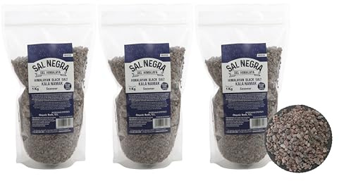 Sal Negra del Himalaya 100% Natural Sazonar y Cocinar Sin Refinar Sin Aditivos - Sal Negra del Himalaya Gruesa 3Kg