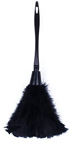 Spactz 1 Pc Plumeau De Dinde À La Mode avec Poignée en Plastique Noir Outil De Nettoyage (Noir) 35Cm