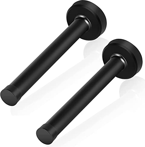 KOLAKO Tope de puerta, tope de puerta extra largo de 6 pulgadas, soporte de puerta de goma negra montado en la pared, protector de pared para zócalos, paquete de 2
