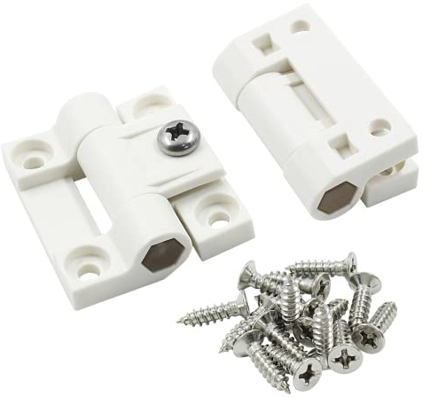 Cionyce Lot de 2 charnières en plastique à couple réglable 43 x 36 mm avec vis de montage (blanc)