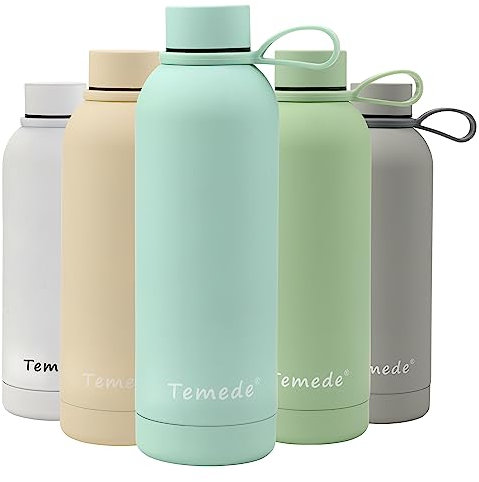 Bouteille d'eau en acier inoxydable de 1 000 ml, sans BPA, à double paroi isotherme sous vide, étanche, réutilisable pour boissons froides et chaudes, bouteille de sport idéale pour hommes, femmes et