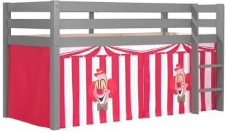 möbelando Spielbett >Pino< in Kiefer massiv grau lackiert - 210x114x106 (BxHxT)