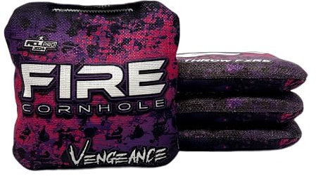 FIRE CORNHOLE Sacs de cornhole | Approuvés ACL Pro | Résistants aux intempéries | Taille et poids réglementaires | Série Vengeance | Lot de 4 | Fabriqués aux États-Unis (mélange de baies)