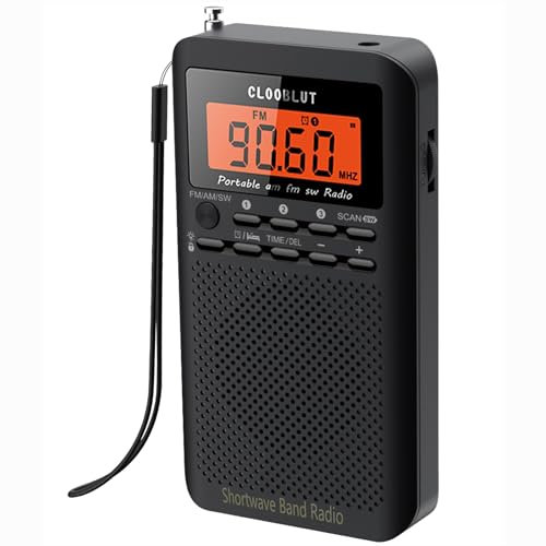 RD218 Radio portátil FM/AM/SW transistor con 2 pilas AA, retroiluminación de tecla, pantalla LCD, reloj despertador digital, temporizador de sueño, mejor recepción y calidad