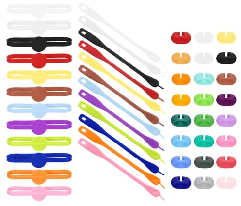 sourcing map 48Pcs Wine Glass Markers, Silicone Drink Marker Wine Glass Charm Markers Tags for Glasses Cup, Beer Bottle, Cocktail Glass, 24 Colors Labels Ring/Strip Tag/Buckle