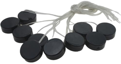 OZXNO 2 x CR2032 Knopfzellen-Batteriehalter, rund, mit An-/Aus-Schalter, Abdeckung, Kabel (10 Stück, schwarz)