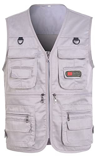 Mymyguoe Anglerweste Herren Outdoor Leichte Sommerweste Mit Vielen Taschen Jagdweste Arbeitsweste Softshellwesten Jacke Reporterwesten Schnelltrocknend Atmungsaktive Vest Camping Fotografie Weste