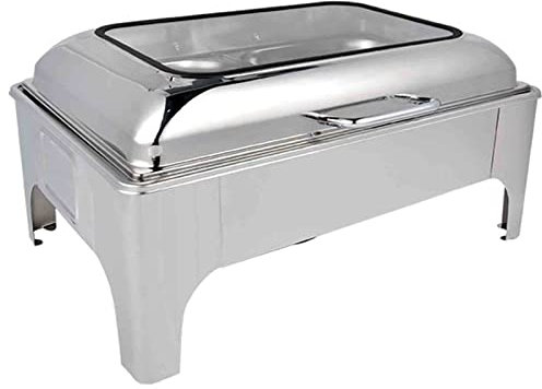 9L Edelstahl Chafing Dish Hydraulische Glasabdeckung Buffetkocher – Quadratischer Wärmeerhaltungsofen für Hotels, Restaurants, Partys