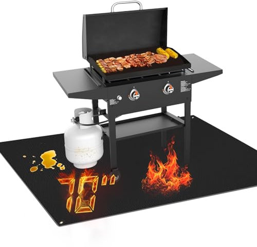 Amerbro Verdickte Grillmatte für Blackstone 71,1 cm und 91,4 cm Grillplatte, Grillschutz für Decks und Terrassen, feuerfeste Holzkohle, flache Oberseite, Raucher, Gasgrills, hitzebeständige Matten
