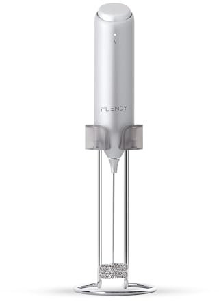 Flendy Rechargeable Milk Frother Handheld, Coffee Frother Handheld with USB-C Charging Stand, Electric Drink Mixer Handheld, Mini Electric Whisk Frother for Coffee, Matcha, etc