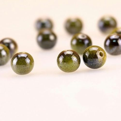 10 Stück 10 mm bunte Keramikperlen zur Armbandherstellung, Porzellanperlen, Abstandsperlen zum Basteln von Schmuck, gelb gefärbt, 10 mm