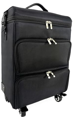 MIAOMI Rollkoffer für Make-up, Tragbarer Kosmetiktrolley, Kosmetikkoffer mit Schubladen, Kosmetikkoffer aus Canvas mit 3 Schubladen, Kosmetikkoffer für Nagelkünstler