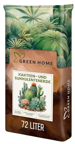 Green Home Kakteen & Sukkulenten Erde 72L mit Perlit. PH-Wert 5,8. Langzeitgedüngt, ideal als Kakteenerde, Sukkulentenerde & Kaktuserde. Substrat für Exoten in Premium Qualität