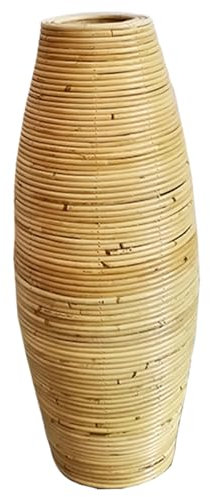 Jarrón de ratán de 50 cm de Alto para Suelo Soporte de Mimbre Tejido para decoración del hogar recipientes artísticos Decorativos de Flores secas de Pampas para estantería Centro de Mesa.