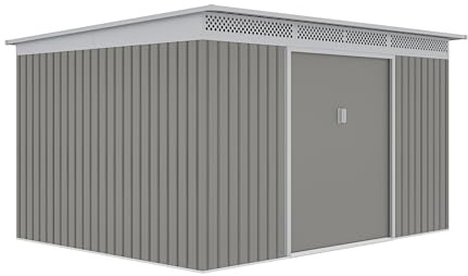 Gartenhaus G21 GRAH 915, 340 x 269 cm, grau metallic, einfache Montage, 9,15 qm, verzinkte Oberfläche, Lüftungsgitter