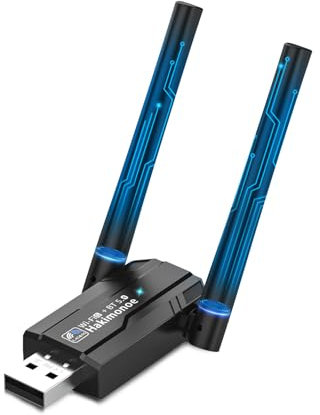 Hakimonoe 2-IN-1 Wi-Fi 6 Bluetooth 5.4 USB Adapter for PC Laptop, Enhanced 5dBi Long Range AX900Mbps WIFI 2.4G/5GHz Dual Band Wireless Network Dongle Built-in Driver for Windows 11 10 Desktop Computer