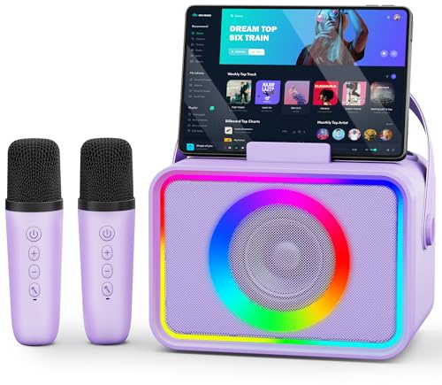 [2026] Karaoke Maschine 2 Mikrofonen: Wowstar Karaoke Anlage mit 2 Karaoke Mikrofonen - Tragbare Bluetooth Karaoke Box Lautsprecher für Erwachsene Kinder Geschenk Weihnachten Subwoofer PA-Lautsprecher