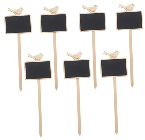 jojofuny 20pcs Wooden Chalkboard Picks Tags Chalkboard Signs Bird Flower Decor Garden Plant Markers Home Decor Gardening Supplies