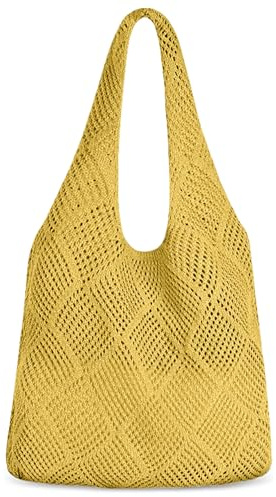 Aucuu Bolso de Hombro de Punto para Mujer, Bolso de Playa para Mujer, Bolso de Ganchillo, para Fiestas en la Playa Viajes Compras Picnic, Vacaciones