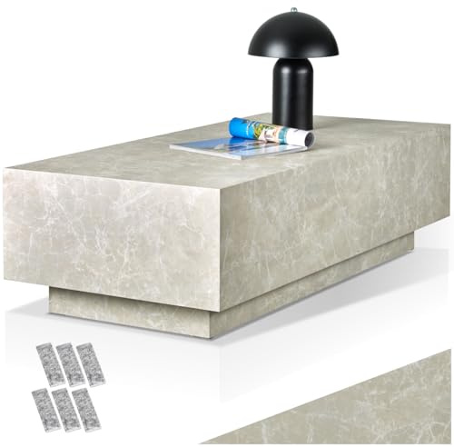 tectake® Couch Tisch, Room Decor in Travertin Steinoptik, Tisch Wohnzimmer, moderner Couchtisch, Beistelltisch, Wohnzimmertisch, Sofatisch, Side Table Schlafzimmer - Travertin Optik, 120 x 60 x 35 cm