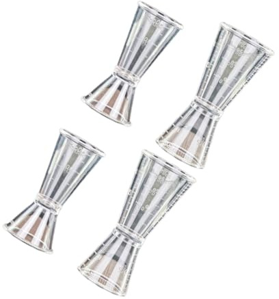 Mikikit Misurino e Doppia Scala per Cocktail Doppia Testa 4 Pezzi in Plastica Misurazione Precisa per Party e Home Bar Accessorio Barman