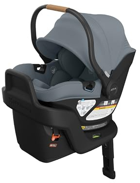 UPPAbaby Aria V2 Lightweight Infant Car Seat - Just Under 6 lbs - Base with Load Leg + Infant Insert + All-Weather FootCover Included - Direct Stroller Attachment - Callum (Stone Blue)