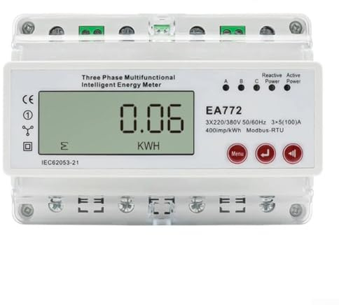 Compteur d'énergie photovoltaïque triphasé 380 V CA, compteur de puissance bidirectionnel sur rail DIN, compteur kilowattheure, compteur d'électricité intelligent (EA772-110V)